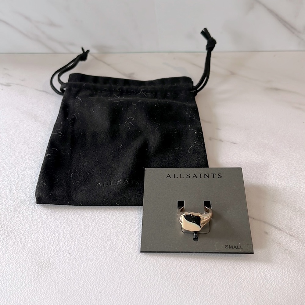 NEW ALLSAINTS shield signet ring sz small